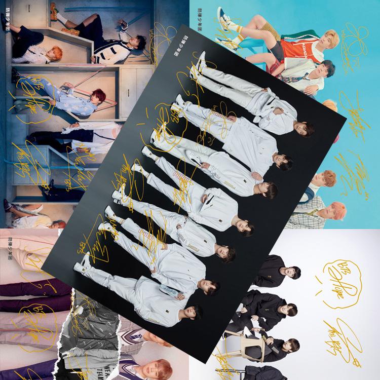 Poster BTS 8 tấm có chữ kí các thành viên