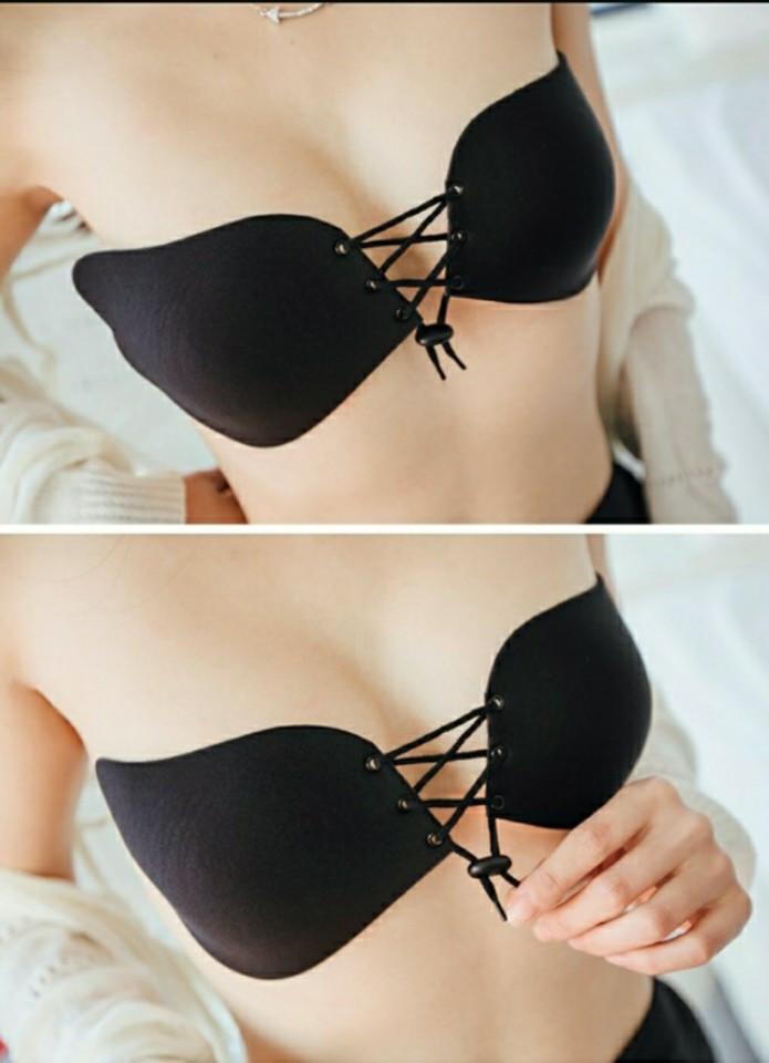 Áo ngực dán nâng ngực có dây rút màu đen