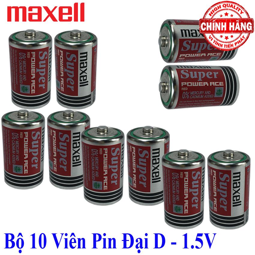Bộ 10 viên Pin Đại D R20P Maxell Super Power 1.5V - Maxell dùng cho bếp ga, đồng hồ, đèn pin, thiết bị y tế, máy công nghiệp.. mã pin R20P