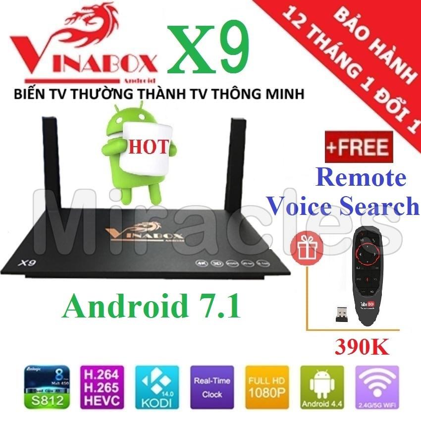 Android tivi box vinabox x9 2018 + tặng remote tìm kiếm bằng giọng nói 390k - phân phối bởi miracles company