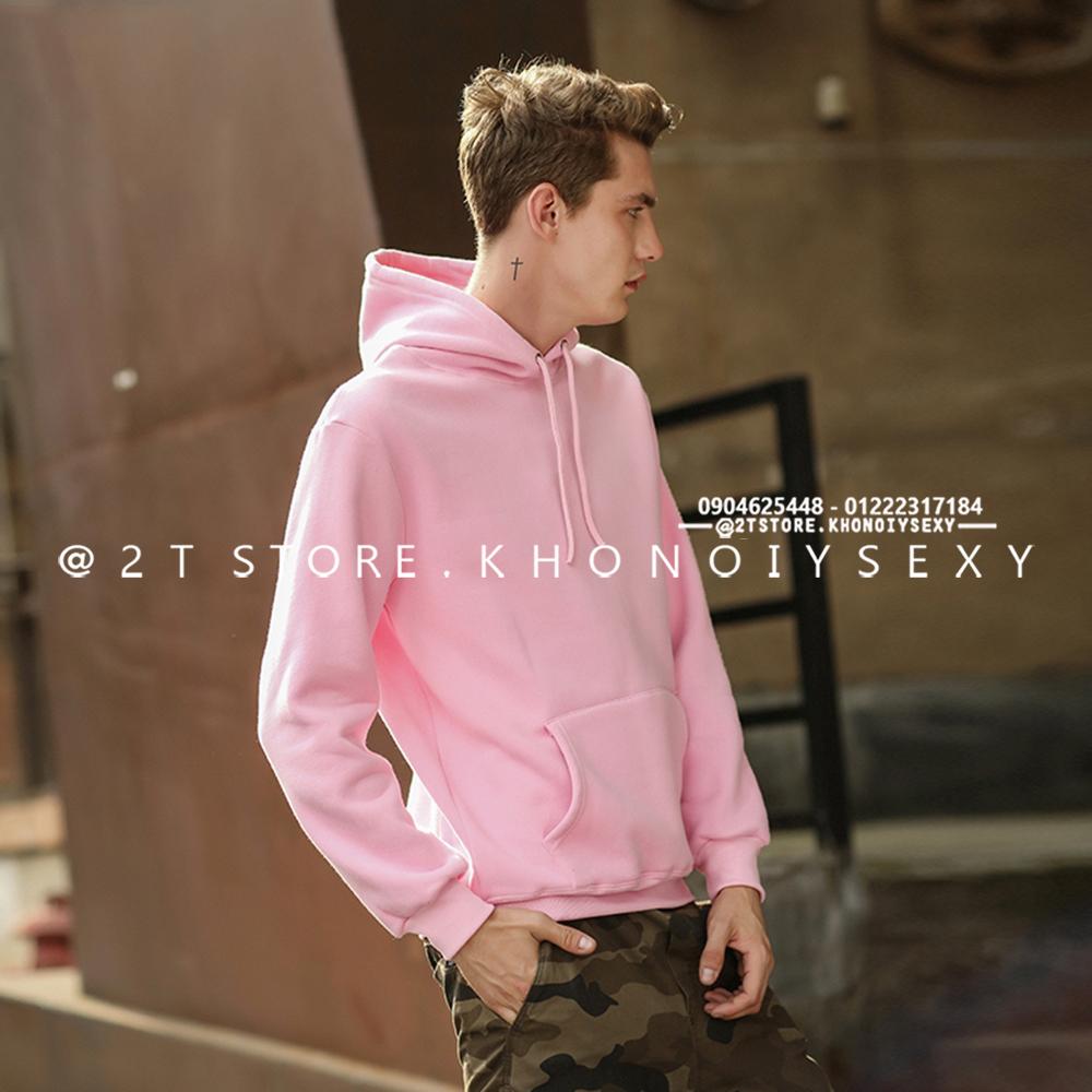 2T STORE ÁO KHOÁC HOODIE NỈ CÓ NÓN TRƠN MÀU HỒNG 2TAKN08001-2.jpg