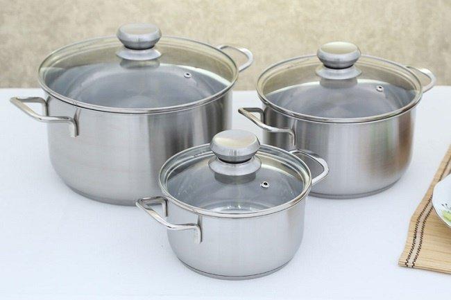 Bộ 3 nồi inox 3 đáy nắp kính fivestar fs06cg