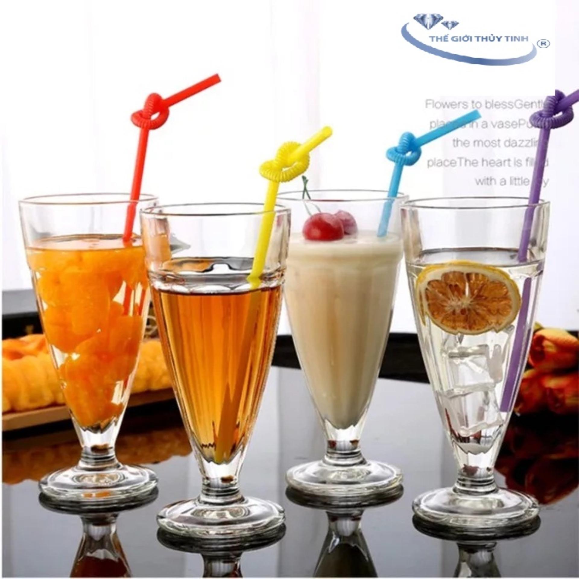 [HCM]BỘ 6 LY THỦY TINH UỐNG SINH TỐ 340ML BGL024 DELI