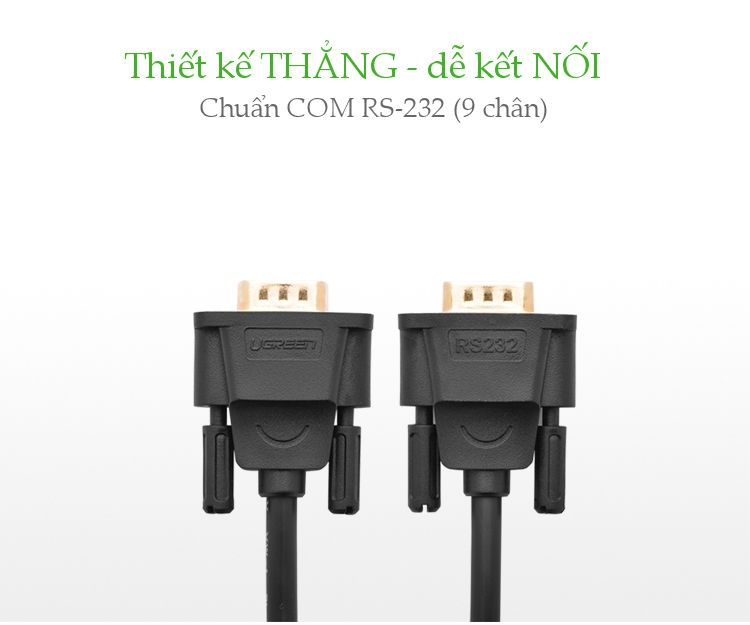 Dây nối dài COM RS-232 đực sang cái UGREEN DB101 Dây nối dài COM RS-232 đực sang cái UGREEN DB101