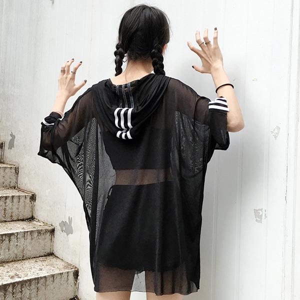 Set đồ Bơi dạo Biển 3 món Áo lưới mũ và áo quần bikini trong