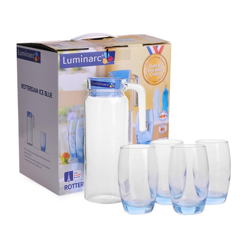 Bộ bình ly thủy tinh 5 món Luminarc Rotterdame Ice Blue J1799