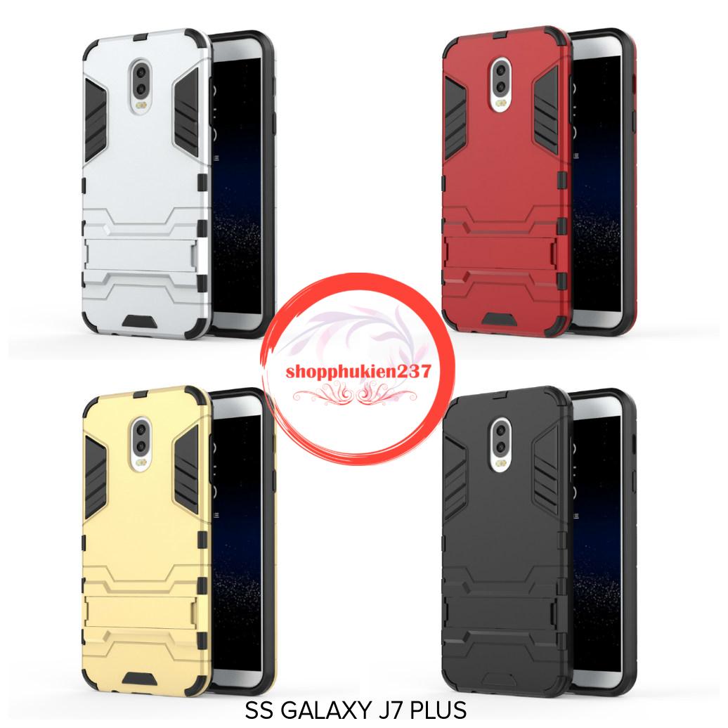 Ốp lưng ss galaxy j7 plus ốp ironman chống sốc có giá đỡ