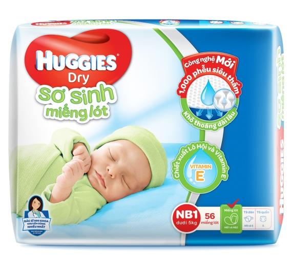 Miếng lót sơ sinh Huggies Newborn 1-56 miếng cho bé dưới 6kg