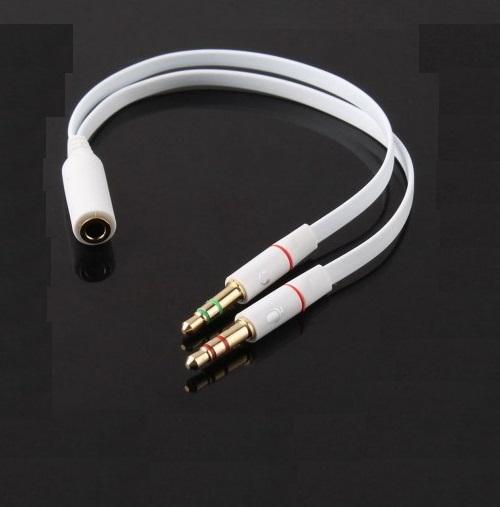 Jack gộp audio và mic 3.5mm Jack gộp tai nghe 3.5 chuyển đổi mic từ tai nghe cho iphone, samsung, HTC,... sang mic dùng cho laptop và máy tính PC