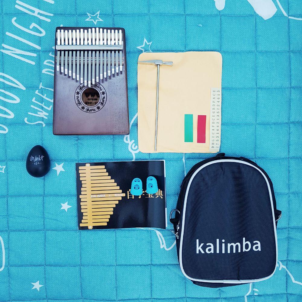 Đàn Kalimba BMS gỗ mahogany 17 phím kèm túi đựng + búa chỉnh âm + dán nốt + hướng dẫn