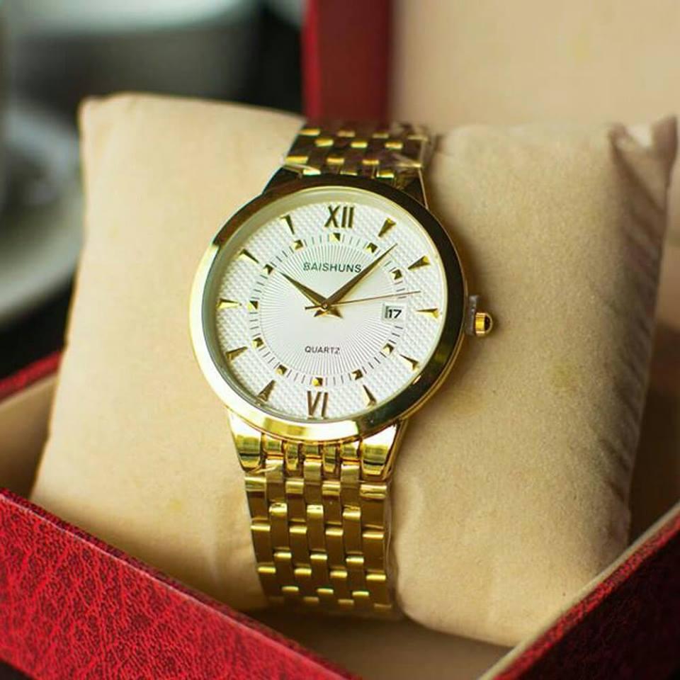 Đồng hồ Baishuns mạ vàng 24k Nam siêu đẹp( tặng kèm 2 pin dự phòng)