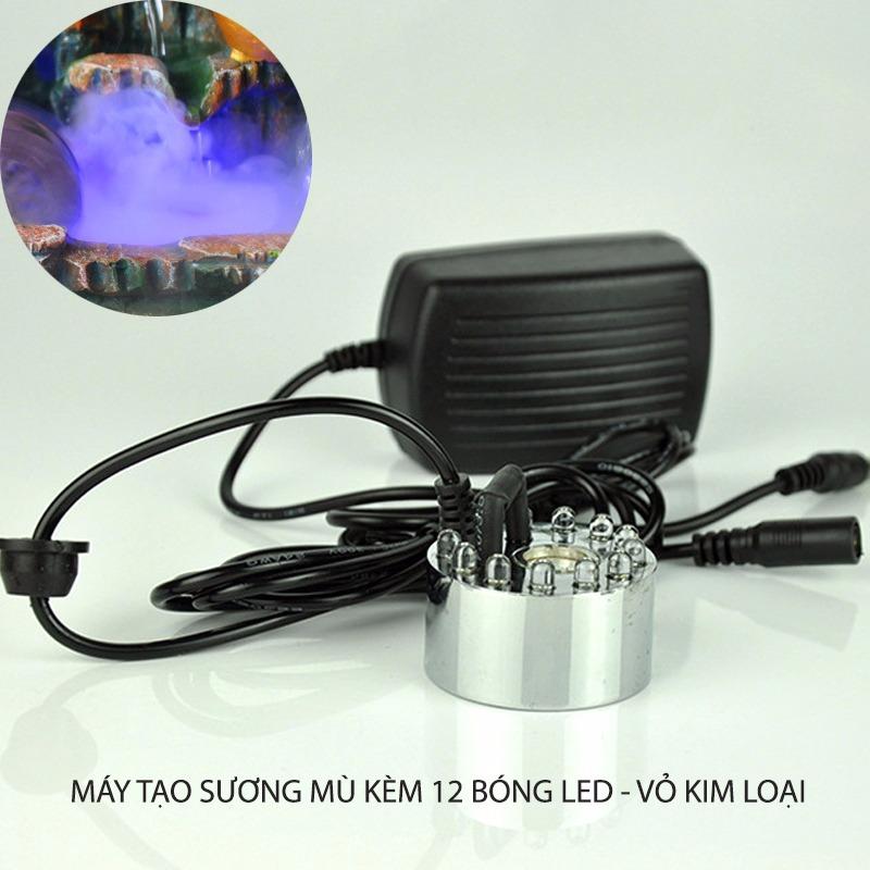 Máy tạo sương mù kèm 12 bóng đèn led cho thác nước, tiểu cảnh, hồ cảnh mini (vỏ inox)