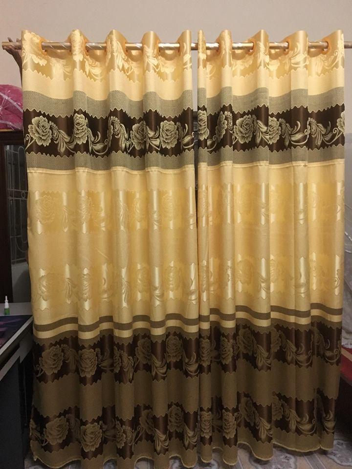 Bộ 2 rèm cửa cao cấp nhiều kích thước gấm vàng