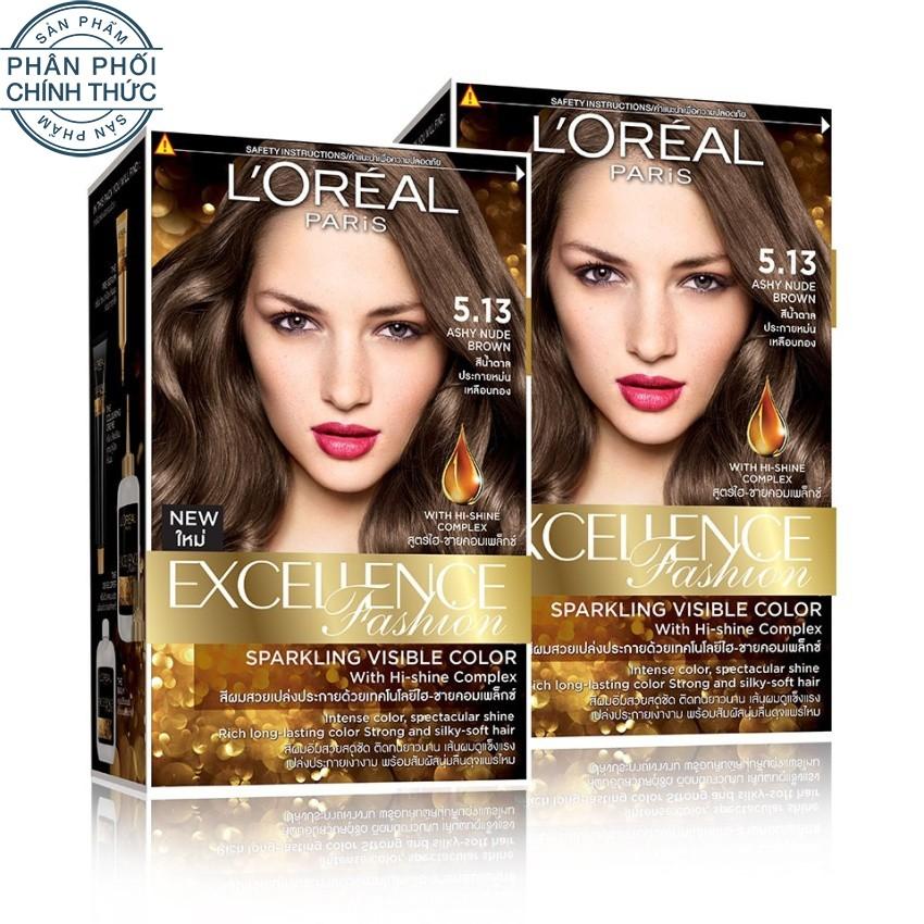 Bộ 2 kem nhuộm dưỡng tóc LOreal Paris Excellence Fashion màu 5.13