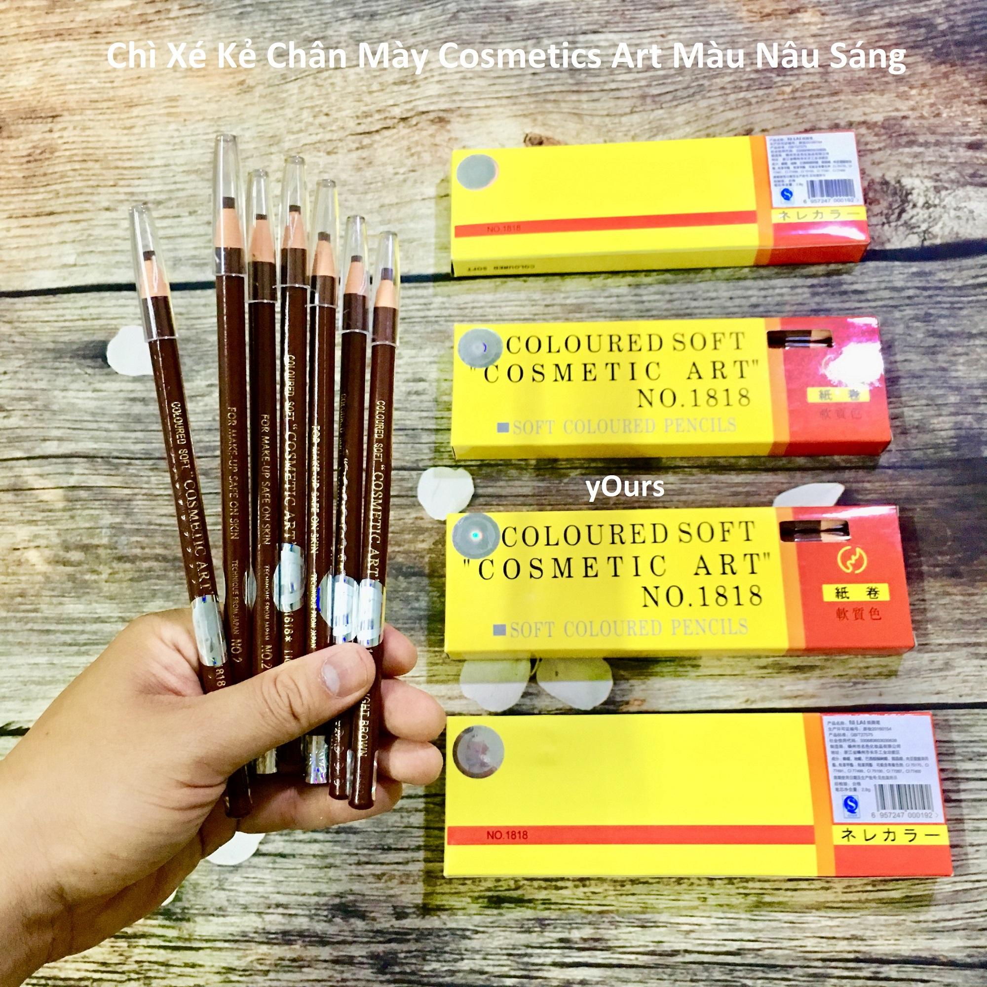 [1 Hộp - 12 Cây] Chì Xé Kẻ Chân Mày Cosmetic Art Eyebrow Pencil Màu Nâu Sáng 2 Tem 1818 No.2 - Chì Kẻ Mày Cosmetic Art Eyebrow Pencil Màu Nâu Sáng 2 Tem 1818 No.2 - Chì Xé Cosmetic Art Eyebrow Pencil Màu Nâu Sáng 2 Tem 1818 No.2