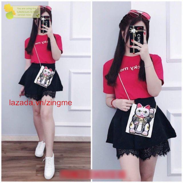 Chân váy phối quần ren mt167