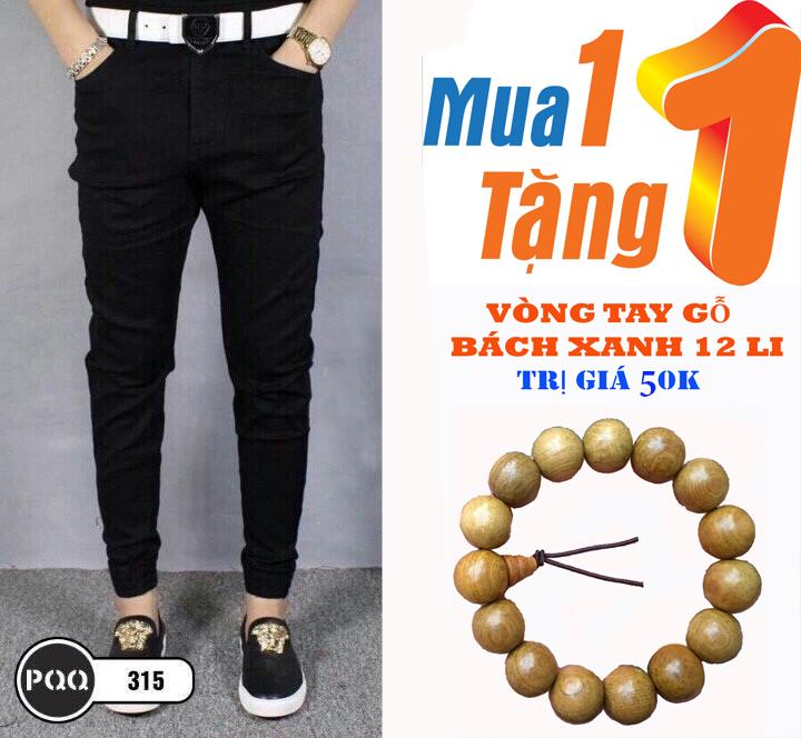Quần bò nam chun gấu mẫu mới đen trơn
