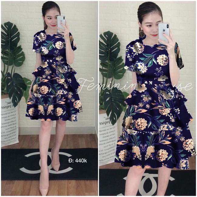 Đầm xòe tầng họa tiết hoa - vn2018