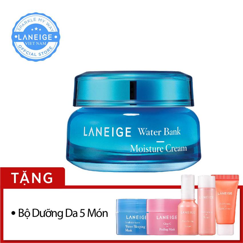 Kem dưỡng ẩm Laneige Water Bank Moisture Cream 50ml + Tặng bộ dưỡng da 5 món