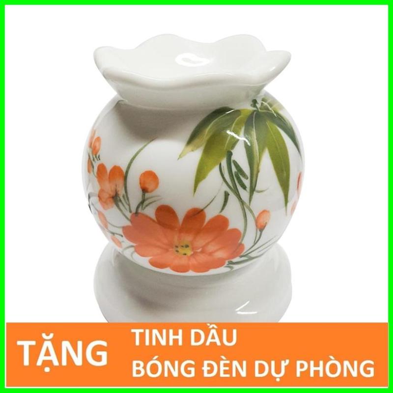 Đèn xông tinh dầu sứ Bát Tràng Tặng Tinh dầu + Bóng đèn cỡ 9,5 x 11,5cm / Đuổi muỗi Diệt muỗi Đèn trang trí SS80