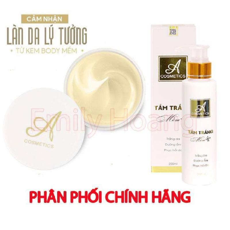 Combo tắm trắng và kem body mềm A Cosmetics