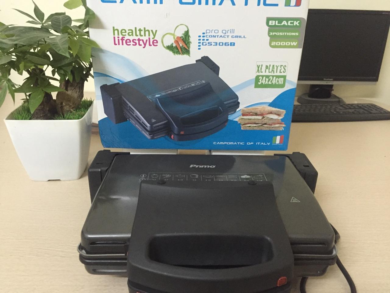 Máy kẹp nướng bánh mì, xúc xích, thịt 2 mặt 2000W