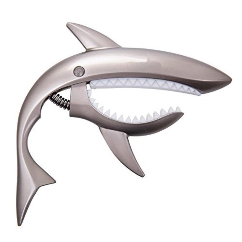 Capo cá mập màu bạc loại dài cho đàn Classic và Acoustic tặng pick