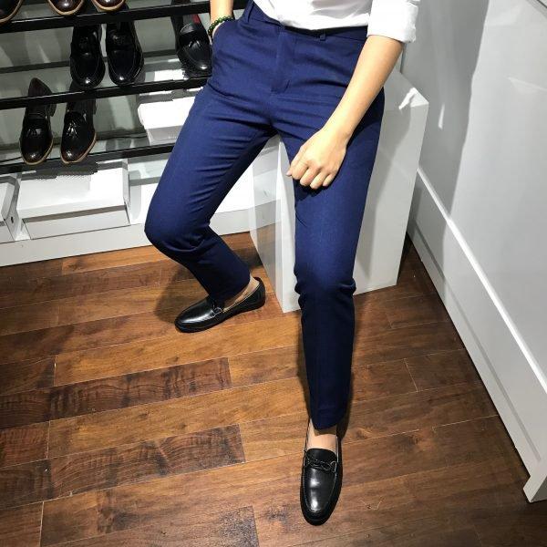 Quần Âu Nam Vải Chéo Loại Cao Cấp Màu Xanh Cô Ban Sáng (Tím Xanh), Quần tây nam dáng côn hàn quốc, quan au nam giá rẻ
