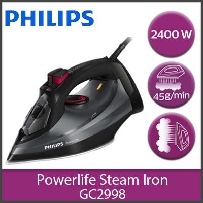 Bàn ủi hơi nước philips gc2998 - dung tích 320ml - mặt đế steamglide - hàng nhập khẩu - bảo hành 2 năm