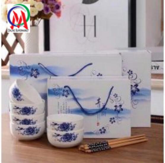 Bộ chén hoa văn 6 cái + đũa 99k