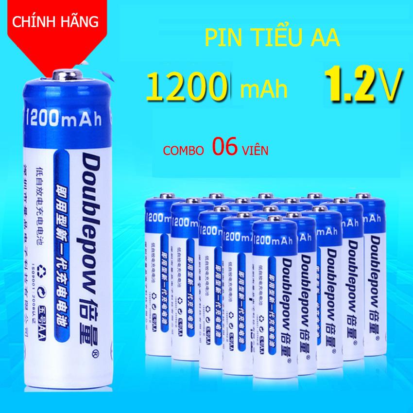 Combo 06 viên pin tiểu sạc AA 1200mAh Doublepow - dung lượng thật