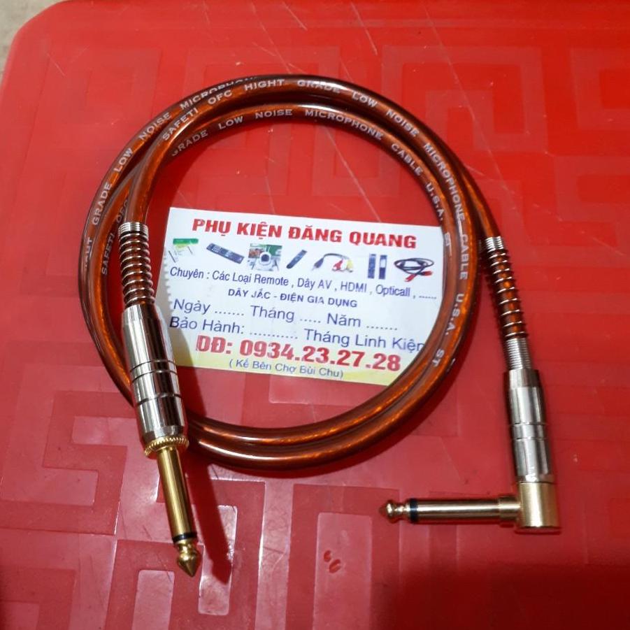 dây jack 2 đầu 6ly , một jack vuông một jack thẳng ,dài 1m