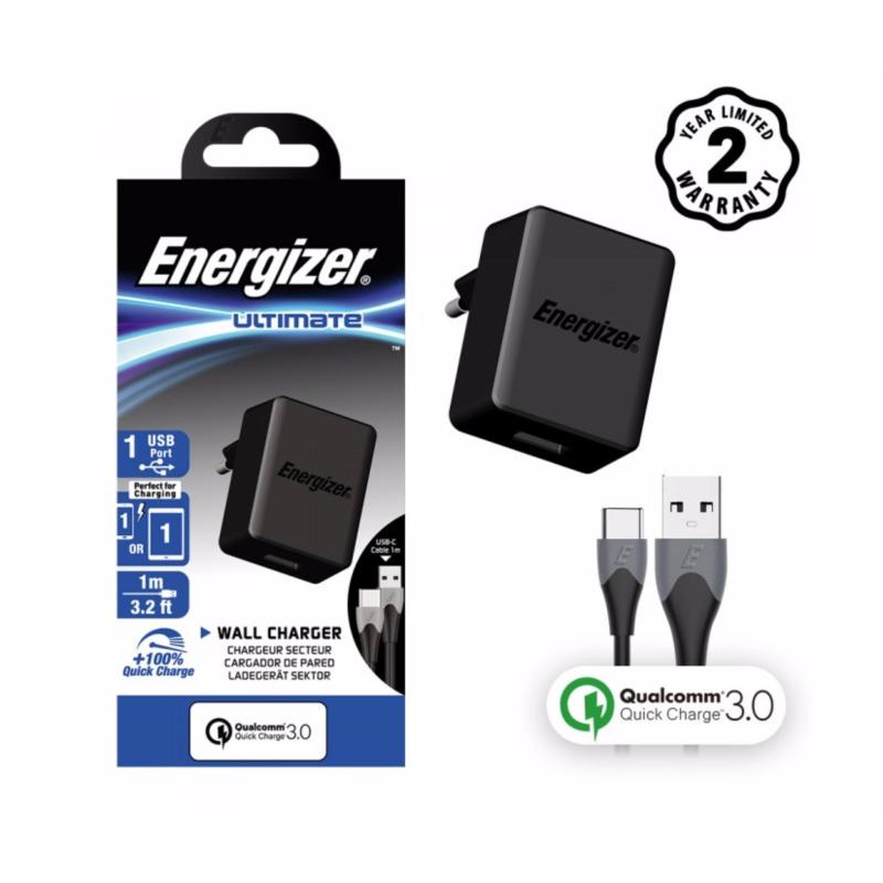 Sạc Energizer 1 cổng Quick Charge QC 3.0 18W kèm cáp USB Type C - AC1Q3EUUC23 - Hãng phân phối chính thức