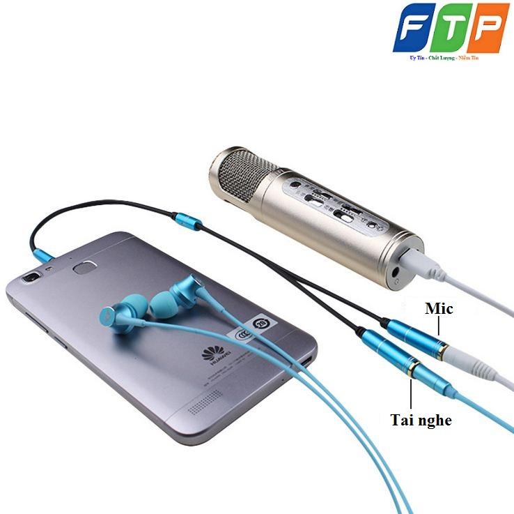 Dây chia ra 1 tai nghe và 1 mic 4 khấc mạ vàng cao cấp FTP chuyên dụng karaoke, live stream