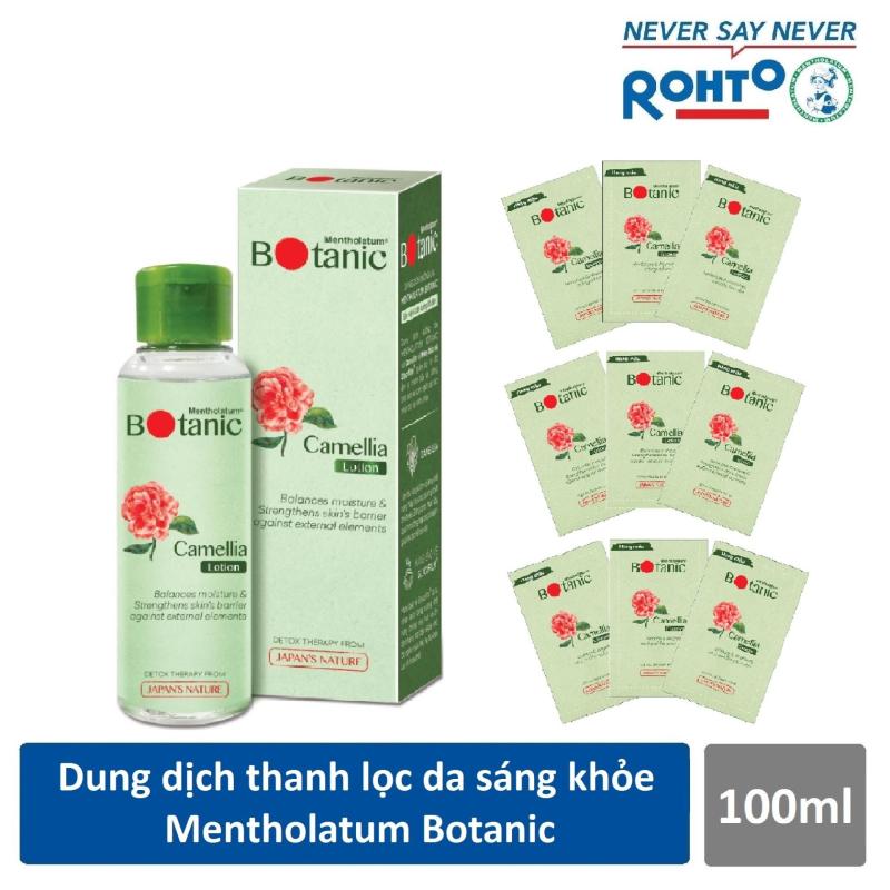 Dung dịch thanh lọc da sáng khỏe Mentholatum Botanic Lotion 100ml + Bộ sachet 3 bước thanh lọc da sáng khỏe (Cleanser + Lotion + Essence) cao cấp