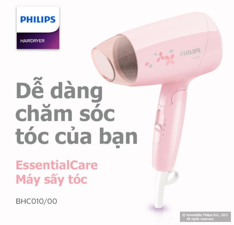 Máy sấy tóc Philips BHC010 (Hồng) - Hàng nhập khẩu - Bảo hành 24 tháng - Công suất 1200W lớn hơn HP8108 nhập khẩu