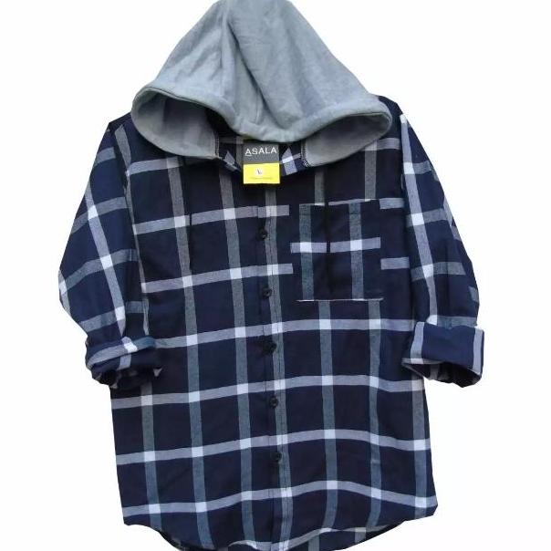 Áo khoác sơ mi unisex kiểu dáng sơ mi caro trắng đen phối nón xám cá tính