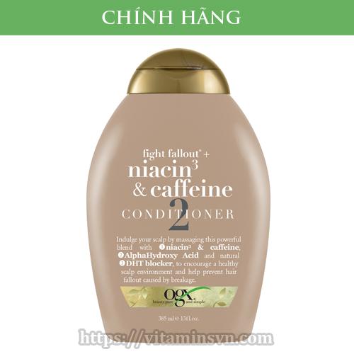 Dầu xả chống rụng tóc chính hãng ogx conditioner niacin & caffein 385ml - hàng nhập đường air