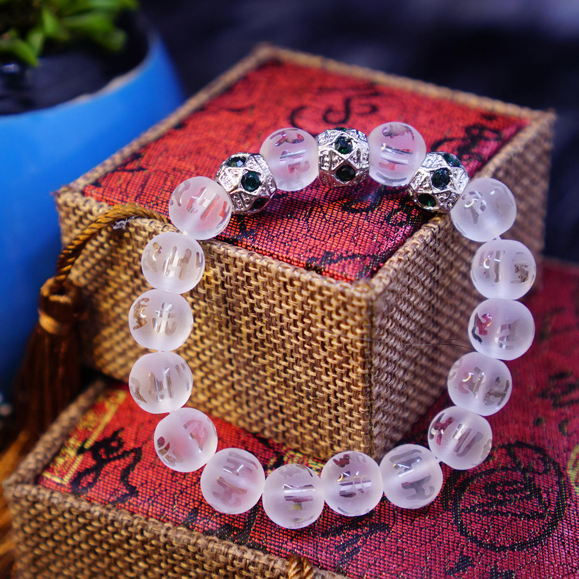 Vòng tay Thạch Anh Trắng Mix Charm Bạc Phong Thủy Tài Lộc