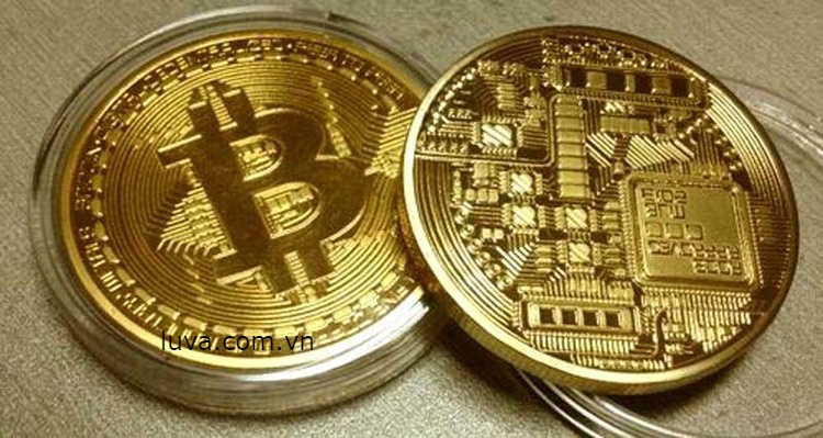 Đồng tiền bitcoin mạ vàng