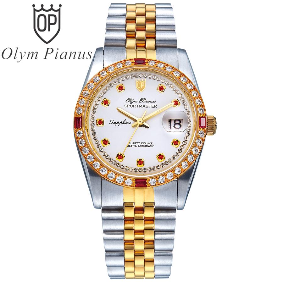 Đồng hồ nam mặt kính sapphire Olym Pianus OP89322DSK trắng hạt đỏ