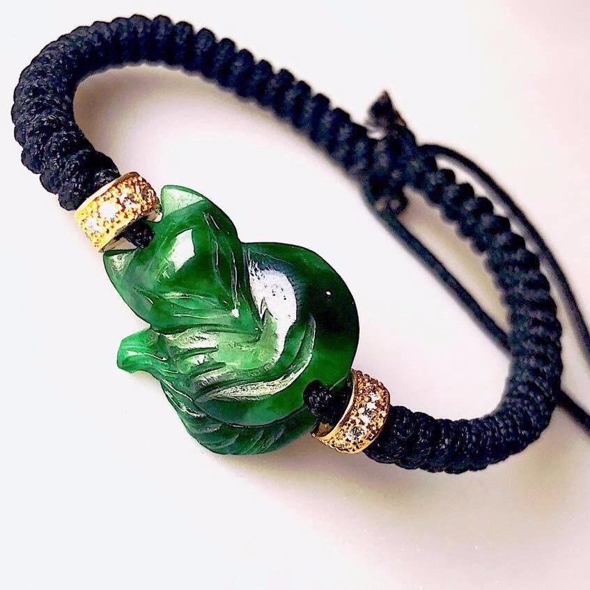 Vòng Tay Charm Hồ Ly Xanh Lá - Hợp Mệnh Mộc , Hỏa - Tình Yêu Như Mong Đợi - Hôn Nhân Hạnh Phúc