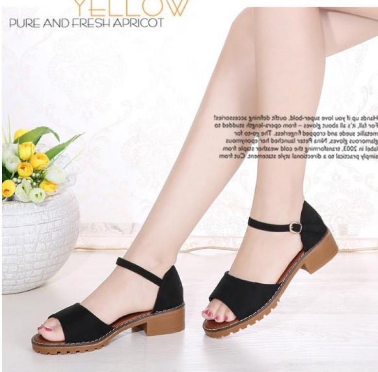 Giày sandal MYS quai ngang đế chiến binh - ĐEN giá rẻ