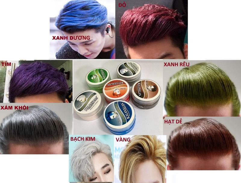 Sáp vuốt tóc tạo màu 8 màu hót nhất năm: xám khói, bạch kim, hạt dẻ, xanh dương, xanh rêu, màu đỏ, màu vàng, màu tím giá rẻ