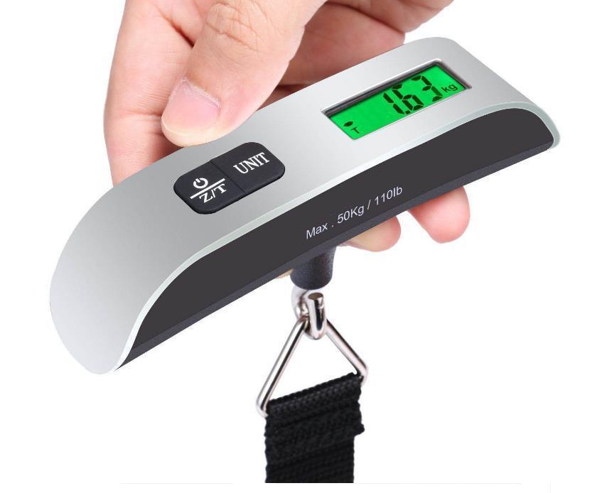 Cân điện tử cầm tay, cân hành lý sân bay, cân du lịch K-8 + pin (Max 50kg) có đo nhiệt độ - Electronic Luggage Scale