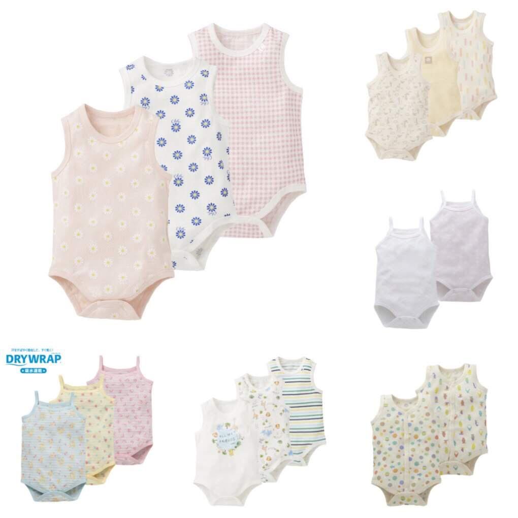 Combo 5 bộ bodysuit cho bé trai/bé gái hàng xuất Nhật- màu ngẫu nhiên BAO GỒM: CỘC TAY, SÁT NÁCH, DÂY (áo liền quần sơ sinh-24 tháng)