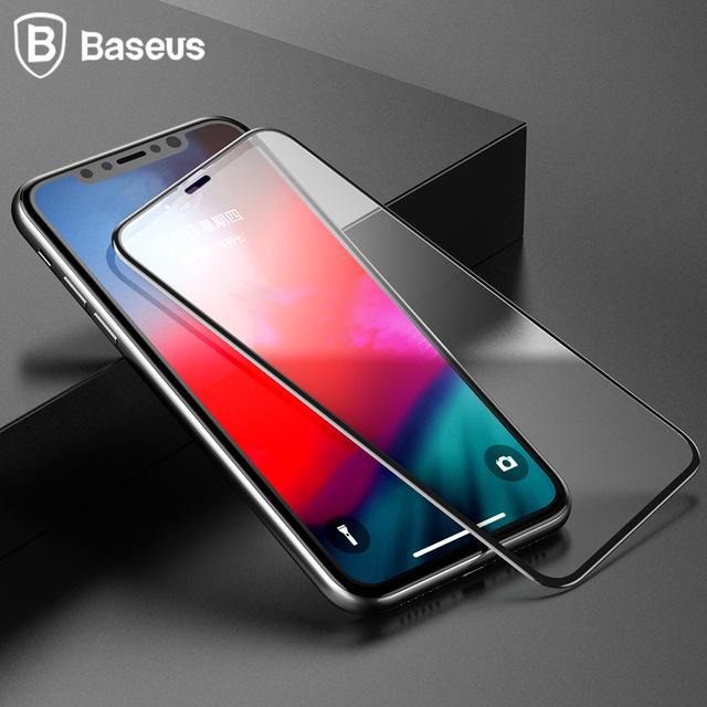 Miếng dán cường lực baseus viền dẻo cho iphone xs max - đen