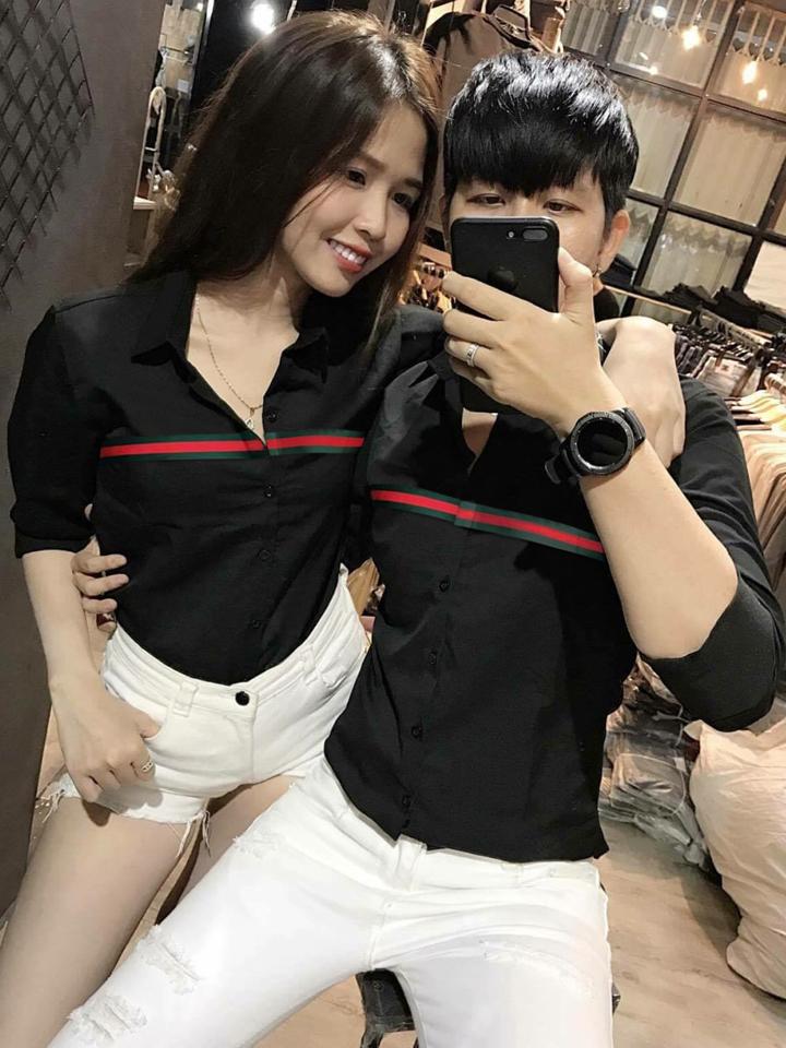Áo sơ mi đôi phối sọc 4484
