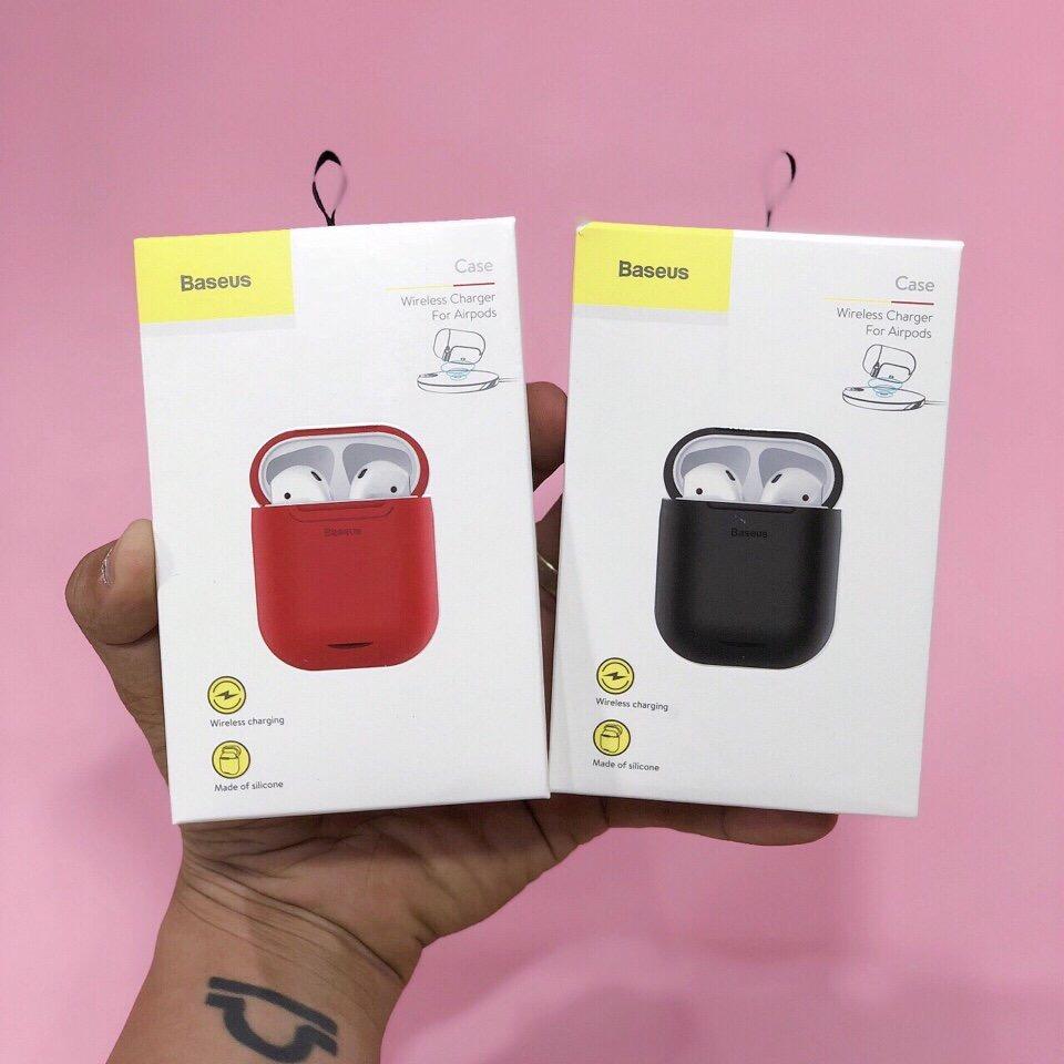 Bao silicon hổ trợ sạc không dây airpods baseus