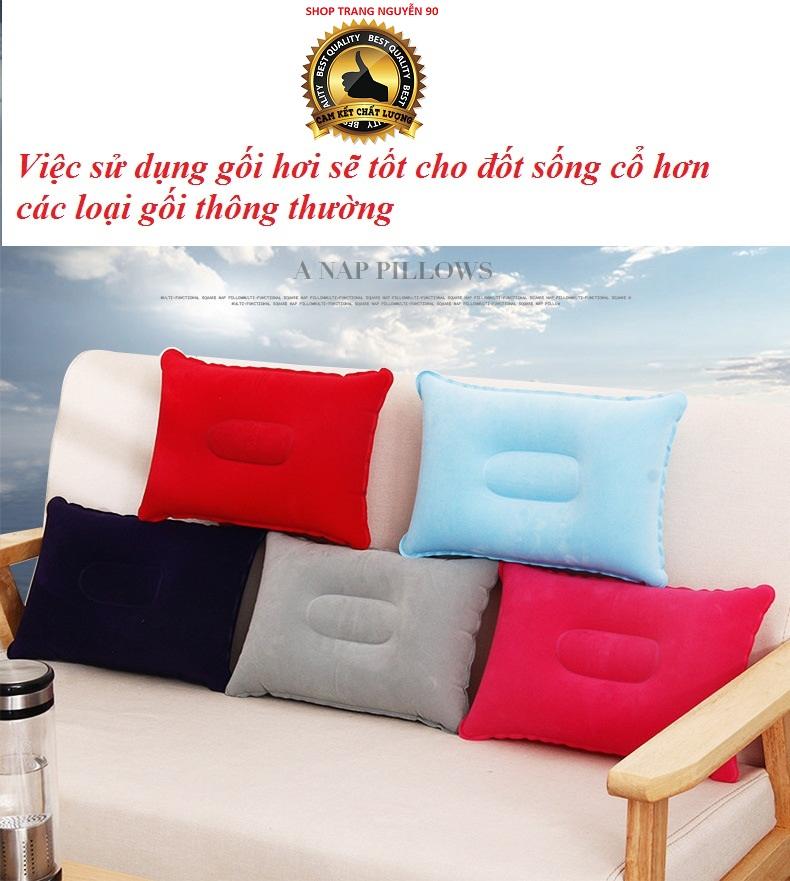 Combo 4 Gối hơi/ gối hơi du lịch/ gối hơi văn phòng gấp gọn. Màu ngẫu nhiên